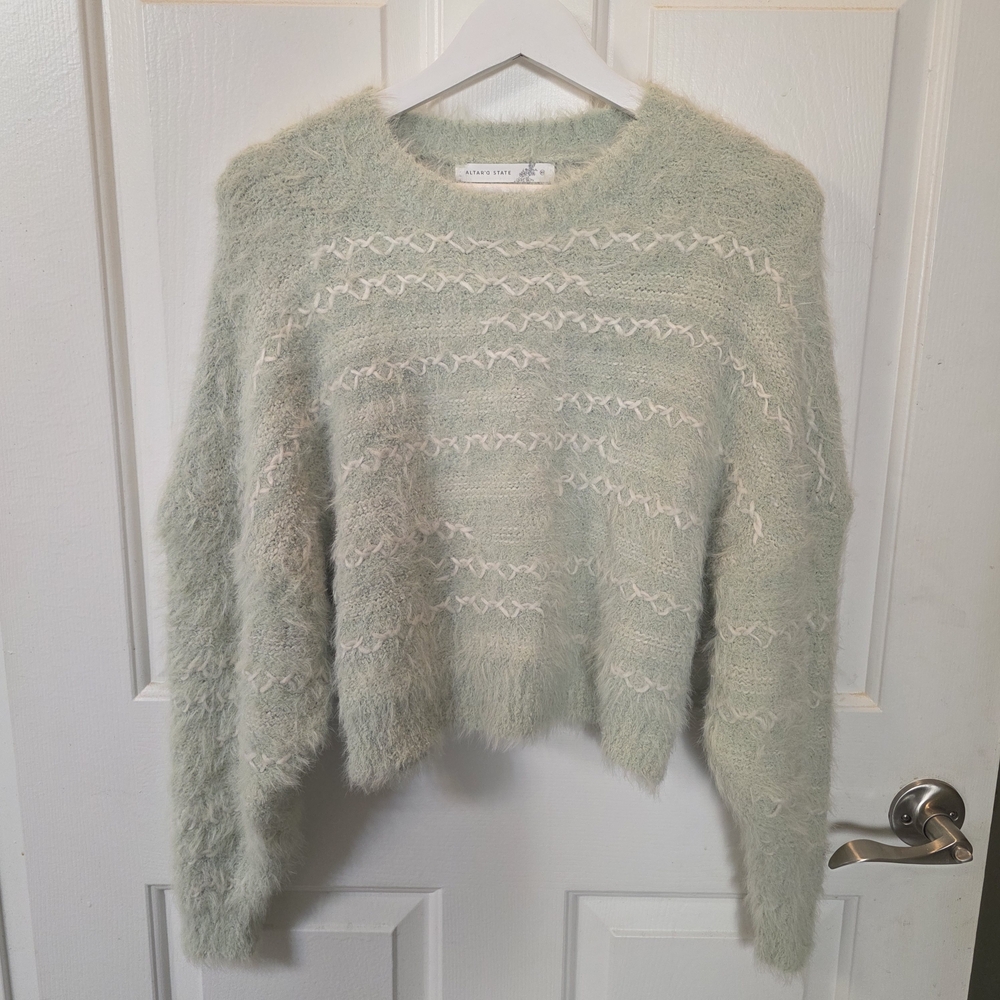 Altared State Cropped Cozy Knit Women's Sweater - Mint Green